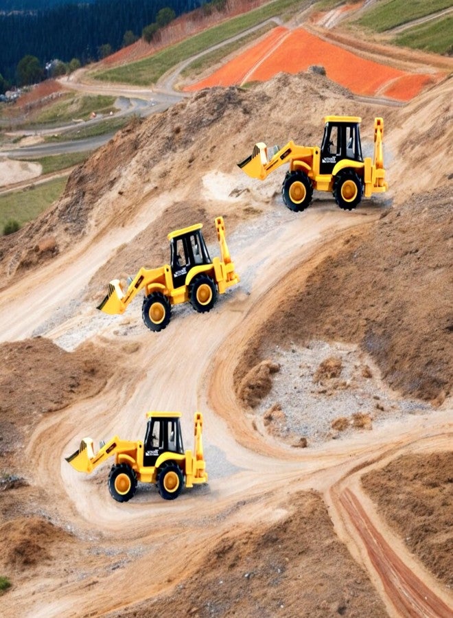 ستايلبيس ألعاب بناء بلاستيكية من ستايل بيس، حفارة وجرافة، إطارات متينة عالية الكثافة مانعة للانزلاق، تعمل بالاحتكاك، شاحنات لعبة تعمل بالسحب للخلف، مركبة غير قابلة للكسر، مناسبة للأطفال من عمر 3 سنوات فما فوق - Image 5